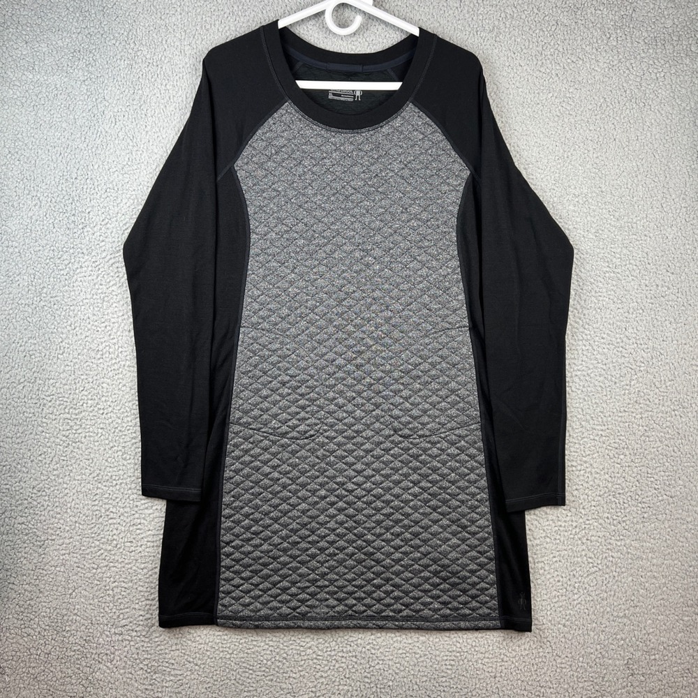 Smartwool Merino Wool Blend Quilted Tunic Dress Black Gray XL SW000325